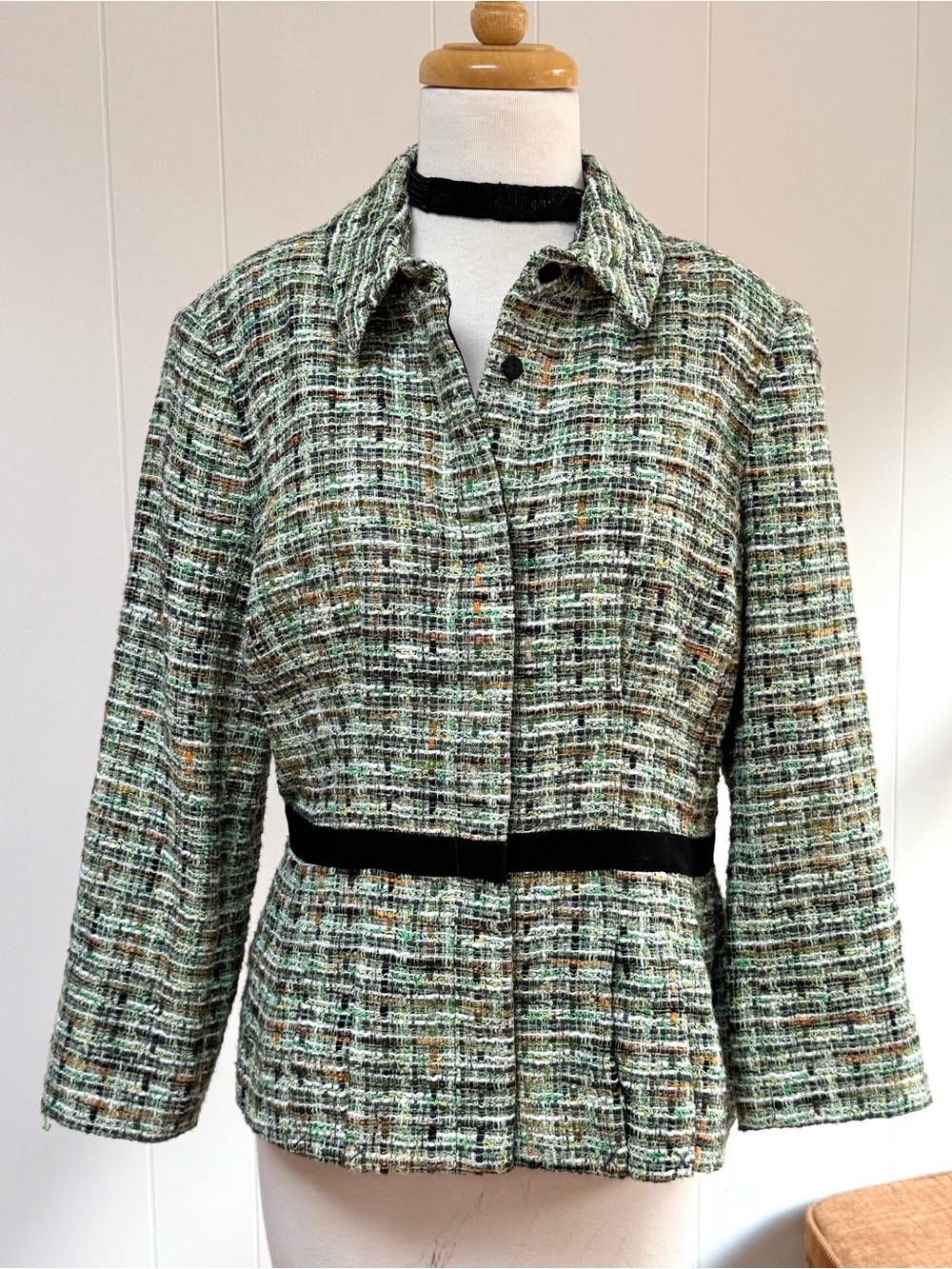 Vintage Doncaster Collection Basketweave Tweed Blazer Suit Jacket 14 Y2K